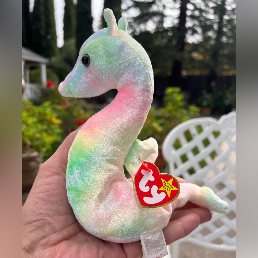 TY Beanie Original Baby  NEON the Seahorse 7.5 inch Stuffed Plush Animal Toy
